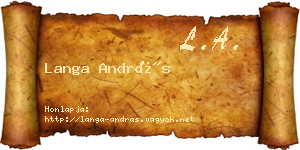 Langa András névjegykártya